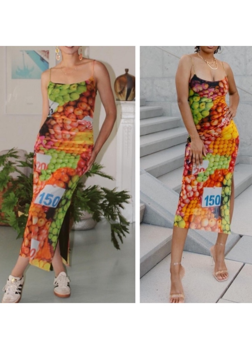 ZARA Mesh Colorful Fruit Print Midi Dress NWT - Picture 6 of 14